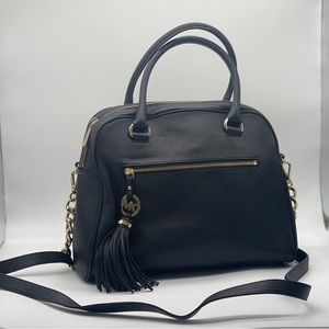 Michael KORS Black Knox MK Tassel Large SATCHEL LEATHER Handbag